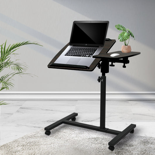 Levede Mobile Laptop Desk Adjustable Computer Table Stand Office Study Bed Dark Oak