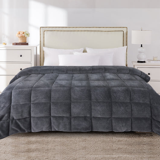 DreamZ Quilt Doona Comforter Blanket Velvet Winter Warm Queen Bedding Grey