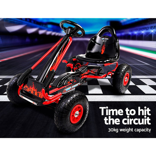 Rigo Kids Pedal Go Kart Ride On Toys Racing Car Rubber Tyre Red