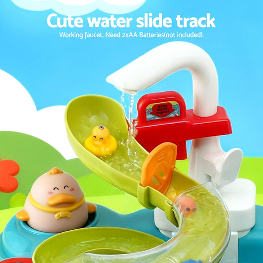 Keezi Kids Pretend Play Kitchen Sink with Faucet Floating Fishing Toys Play food