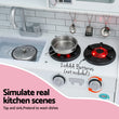 Keezi Kids Wooden Pretend Kitchen Play Set Cooking Toys Pot Ice Cup Oven Blackboard 80CM White