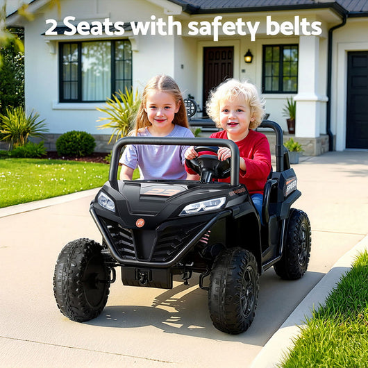 Rigo Kids Ride On Car Electric Toys Cars Headlight Music Remote Control Black