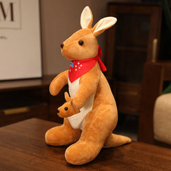 Kangaroo Stuffed Animal with Joey in Pouch & Australia Scarf - Soft Cuddly Plush Toy(55cm, light brown
)| Other Colors Available in Store