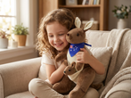 Kangaroo Stuffed Animal with Joey in Pouch & Australia Scarf - Soft Cuddly Plush Toy(32cm, Dark brown
)| Other Colors Available in Store