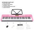 Karrera 61-Key Electronic Keyboard with LCD and Touch Response in Pink CHJ-291