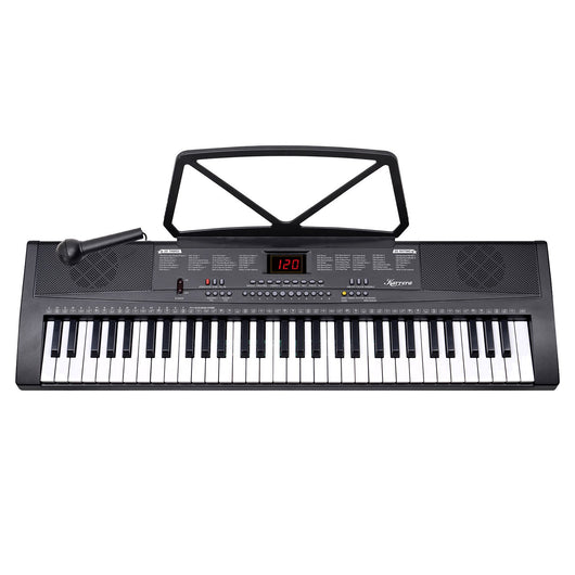 Karrera 61-key Electronic Led Keyboard 75cm Portable Piano In Black With Microphone Input, Headphone Output, 255 Timbres & Rhythms