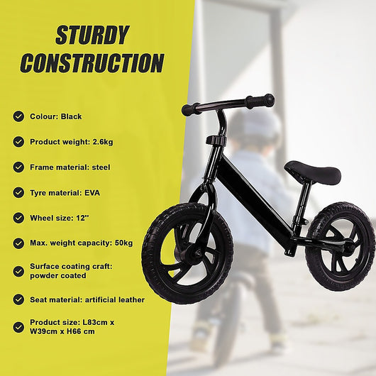 Kids Ride On Push Bike Balance Bicycle with Training Wheels for Toddlers