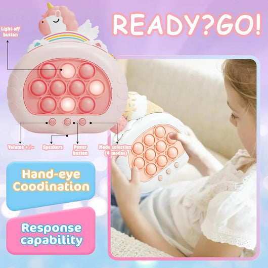 Electronic Fast Push Pop Game - Flamingo Fidget Console with Lights & Sound - 4 Modes Memory & Speed Challenge - Interactive Sensory Toy for Kids 3+ & Travel