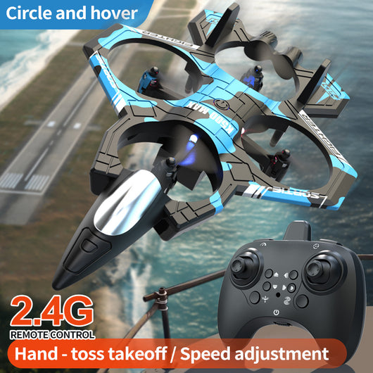 Camouflage Green 2.4G Remote Control Stunt Fighter Drone  - Manual Toss Launch, One-Key Operation for 360° Flip & Circular Flight, 3-Speed Adjustable Stable Quadcopter with Night Lights