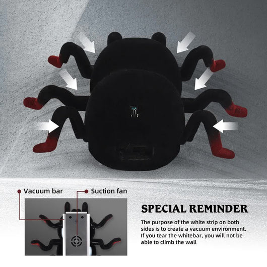 RC Wall Climbing Spider Toy Realistic Fuzzy Tarantula Anti-Gravity Remote Control Prank Bug with LED Eyes Rechargeable Gift for Kids