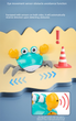 Electric Induction Crawling Crab Baby Toy Interactive Obstacle Avoidance Moving Pet with Music & Light USB Rechargeable Tummy Time Gift Sky Green