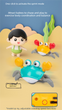 Electric Induction Crawling Crab Baby Toy Battery Operated with Silent Mode Music Off Switch Obstacle Avoidance Tummy Time Gift Sun Orange