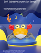 Electric Induction Crawling Crab Baby Toy Battery Operated with Silent Mode Music Off Switch Obstacle Avoidance Tummy Time Gift Sun Orange