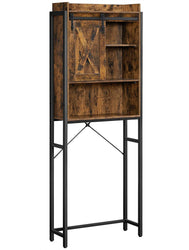 Bathroom Organiser Rack with Small Cabinet, Steel Frame,  64 x 24 x 171 cm, Rustic Brown and Black