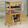 VIKUS Bamboo Kitchen Storage Trolley with Wine Rack