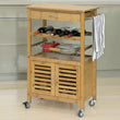 VIKUS Bamboo Kitchen Storage Trolley with Wine Rack