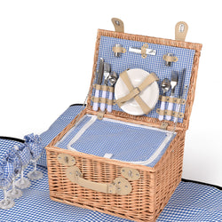 Deluxe 4 Person Picnic Basket Baskets Set Outdoor Corporate Blanket Park Trip