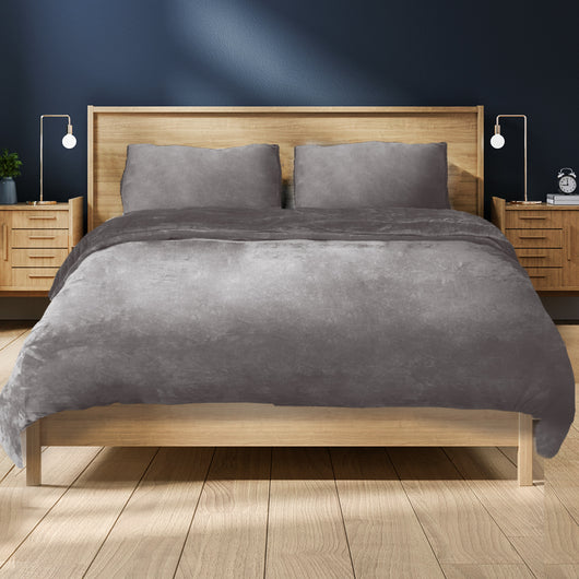 Luxury Flannel Quilt Cover with Pillowcase Silver Grey King