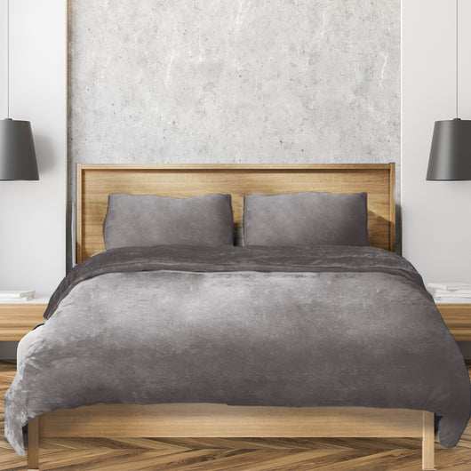 Luxury Flannel Quilt Cover with Pillowcase Silver Grey King