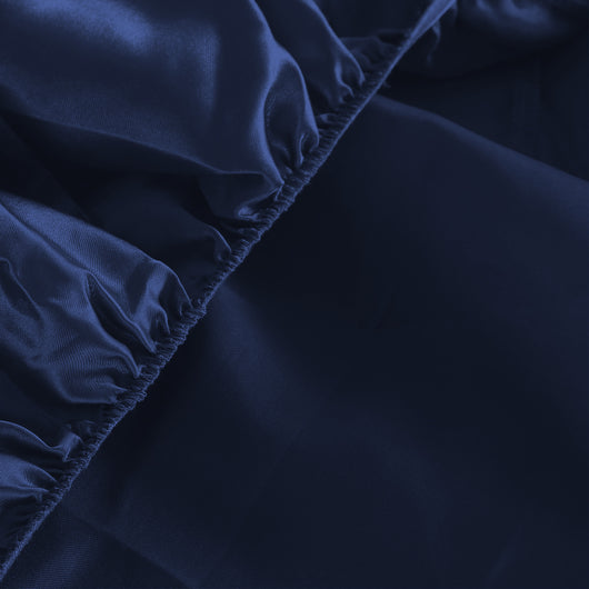 DreamZ Silky Satin Sheets Fitted Flat Bed Sheet Pillowcases Summer Double Blue