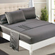 DreamZ Silky Satin Sheets Fitted Flat Bed Sheet Pillowcases Summer King Grey