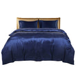 DreamZ Silky Satin Quilt Cover Set Bedspread Pillowcases Summer King Single Blue