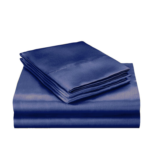 DreamZ Silky Satin Quilt Cover Set Bedspread Pillowcases Summer King Single Blue