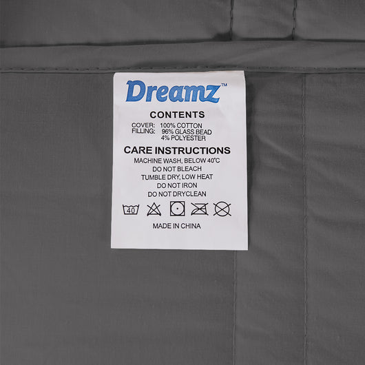 Dreamz Weighted Blanket Cotton Heavy Gravity Adults Deep Relax Relief 9KG Grey