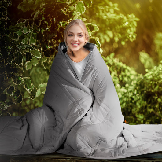Dreamz Weighted Blanket Cotton Heavy Gravity Adults Deep Relax Relief 9KG Grey
