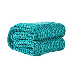 Dreamz Knitted Weighted Blanket Chunky Bulky Knit Throw Blanket 3KG Blue Green