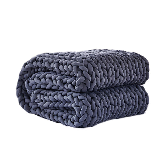 DreamZ Knitted Weighted Blanket Chunky Bulky Knit Throw Blanket 9KG Dark Grey