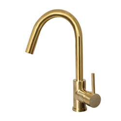 Kitchen Faucet Tap Mixer Sink Brushed Gold Brass Swivel Spout Single Lever WELS