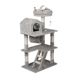 PaWz Cat Tree Scratching Post Scratcher Tower Condo House Furniture Grey 110cm