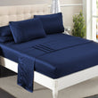 DreamZ Silky Satin Sheets Fitted Flat Bed Sheet Pillowcases Summer Double Blue