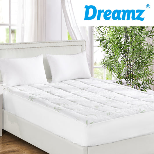 Dreamz Bamboo Pillowtop Mattress Topper Protector Waterproof Cool Cover Double