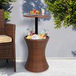 Cooler Ice Bucket Table Bar Outdoor Setting Furniture Patio Pool Storage Box Brown