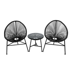 3Pcs Outdoor Furniture Set Garden Patio Chair Table Wicker Setting Chairs Bench