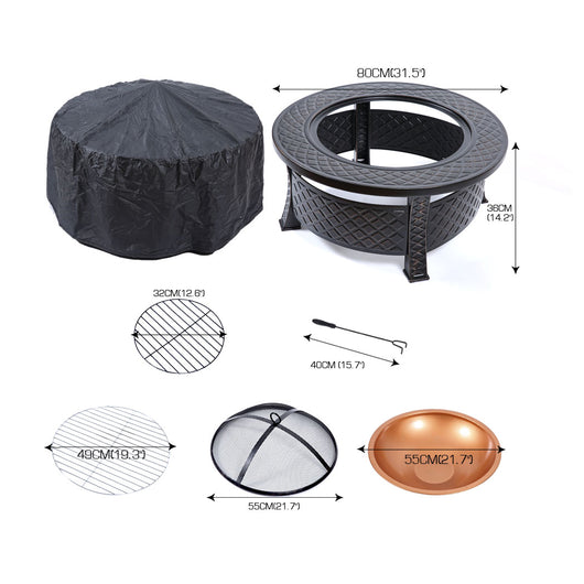 3 in 1 Outdoor Garden Fire Pit BBQ Firepit Brazier Round Stove Patio Heater