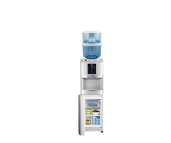 AWESOME WATER COOLER- SILVER - HOT, COLD & AMBIENT  WITH FRIDGE!- FLOOR STANDING