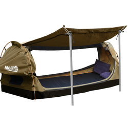 Mountview Double Swag Camping Swags Canvas Dome Tent Free Standing Khaki