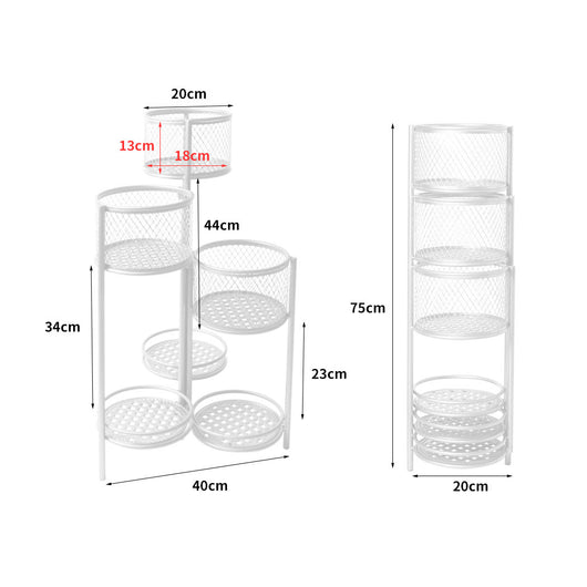 6 Tier Plant Stand Swivel Outdoor Indoor Metal Stands Flower Shelf Rack Garden White