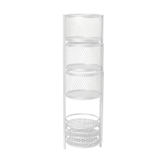 6 Tier Plant Stand Swivel Outdoor Indoor Metal Stands Flower Shelf Rack Garden White
