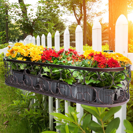 Plant Holder Plant Stand Hanging Flower Pot Basket Garden Wall Rack Shelf Oval Bronze