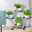 Levede Plant Stand Metal Outdoor Indoor Garden Decor Flower Pot Rack Iron Wheels