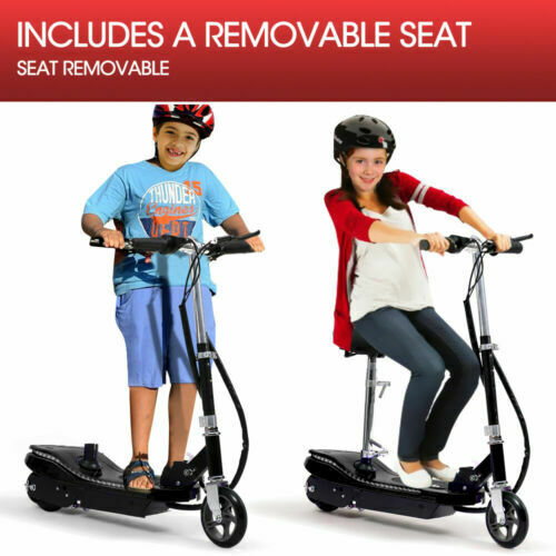 Monvelo Folding Electric Scooter LED Portable Commuter Adults Kids e-Bike Black