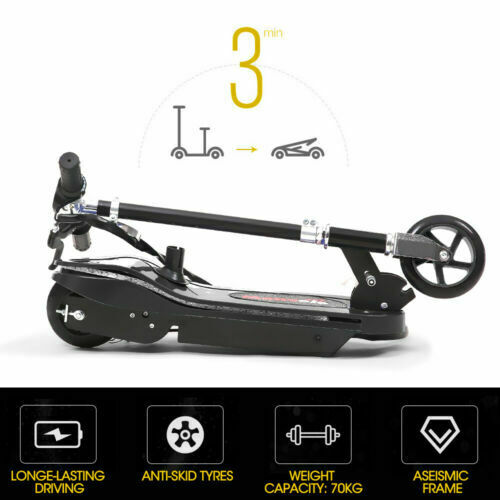 Monvelo Folding Electric Scooter LED Portable Commuter Adults Kids e-Bike Black