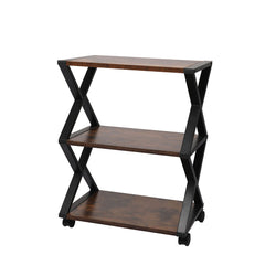 Levede Mobile Printer Stand 3 Tiers Wooden Metal Desk Organizer Storage Shelf