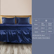DreamZ Silky Satin Sheets Fitted Flat Bed Sheet Pillowcases Summer Double Blue