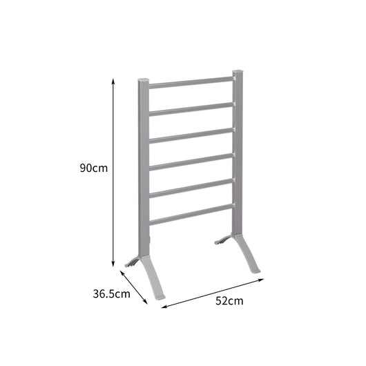 Electric Heated Towel Rail Rack Dryer Warmer Aluminium 6 Rungs Bathroom Laundry