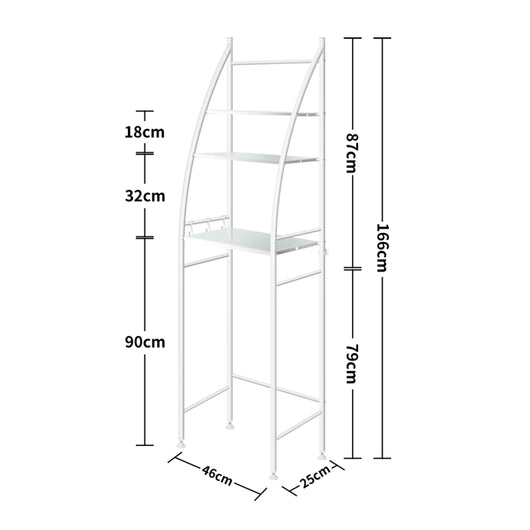 Duxta 3 Over Tiers Toilet Shelf Bathroom Rack Storage Stand Organiser Wash Machine Steel White